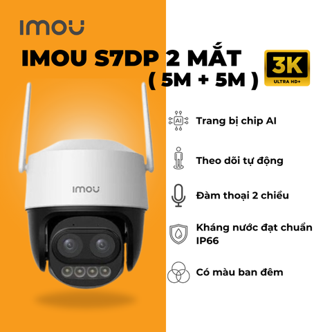 (ZOOM 12.0X) IMOU S7DP 5MP - Camera Wi-Fi Cruiser Z | Zoom xa cận cảnh, rõ mặt, rõ biển số xe
