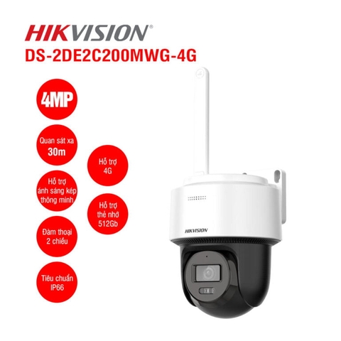 HIKVISION 4G Camera 4MP IP Mini PT DS-2DE2C400MWG-4G (2.8MM)