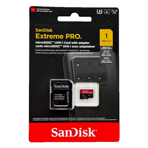 (Pre-Order 2H) Thẻ nhớ 1TB SanDisk Extreme PRO microSDXC, V30, U3, C10, A2, UHS-I, 200MB/s R, 140MB/s W, 4x6, SD adaptor.