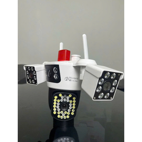 YOOSEE YS-W950-W988 - Camera Wi-Fi 4 mắt 3 khung hình | Kiểu dáng Q40+ | Tích hợp đèn báo động đỏ, chống trộm | Vỏ hộp màu đỏ | Bảo hành 12 tháng | Thùng 12c