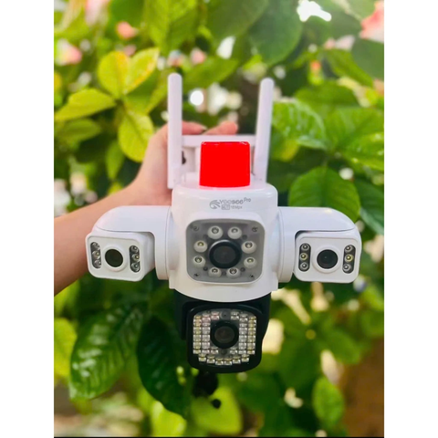 YOOSEE AK2P36-JW-XYHQ-HB-F50D-4M3H-JD - Camera Wi-Fi 4 mắt 3 khung hình | Tông màu trắng | Tích hợp đèn báo động đỏ, chống trộm | Hộp Carton dày 3 lớp | Bảo hành 12 tháng | Thùng 12c