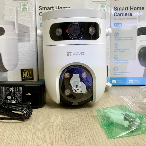 (5.0Ghz) EZVIZ H9C 2K (Dual 2304 × 1296) - Ban đêm CÓ MÀU  | Đàm thoại | Mắt trên cố định, mắt dưới xoay 360 | Thùng 12c