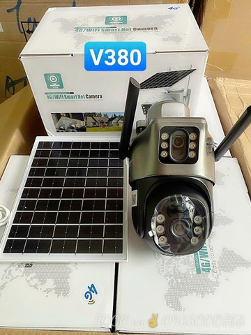 EOL... 4G Net Solar PTZ Camera V380 P6A (Sim 4G, Pin lưu trữ 36h, Tấm NLMT, chân đế dài, xoay 360 độ , đàm thoại, có màu, thùng 12c, Thuộc họ YOOSEE )