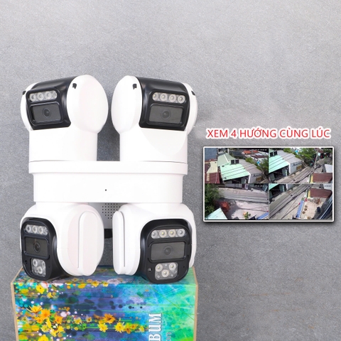ICAM365 IQ4, Camera Wi-Fi 4 mắt thực, xoay 360 độ, đàm thoại, có màu, thùng 12c