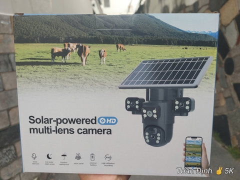 4G Solar Camera ESEECLOUD EXF-QS12-B6M4G với 3 mắt xoay độc lập (Sim 4G, Tấm pin NLMT 12.000mAh, chân đế dài, xoay 360 độ , đàm thoại, có màu, thùng 12 hộp)