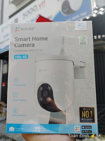 EZVIZ H8C 4G  - Camera 3MP dùng sim 4G ngoài trời, xoay 360 độ, có màu ban đêm, Thùng 12C