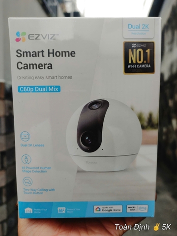 EZVIZ C60P Dual Mix 6MP - Camera Wi-Fi 2 khung hình 3MP nối liền và gộp thành 1 khung lớn 6MP (Góc siêu cao 96°, Đàm thoại, Có màu... full option)