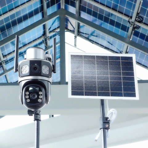 YOOSEE 4K-YS200-4G ( Camera Năng Lượng Mặt Trời, với 2 mắt độc lập, xoay 360 độ , đàm thoại, có màu, thùng 12 hộp)