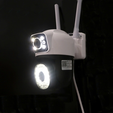 YOOSEE MARCI 16MP - Camera siêu nhỏ Wi-Fi 2 mắt với 34 Led trợ sáng, ngoài trời, Xoay 360, đàm thoại, có màu, 2 Anten Wifi 6 - 2.4Ghz, không có cổng LAN, thùng 30c