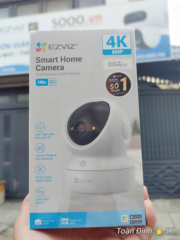 EZVIZ H6C G1 4K 8MP(3840 × 2160 | True WDR) - Camera Wi-Fi với góc dọc tới 85 độ, Chạm để gọi điện, Đàm thoại 2 chiều, Ghi hình màu ban đêm