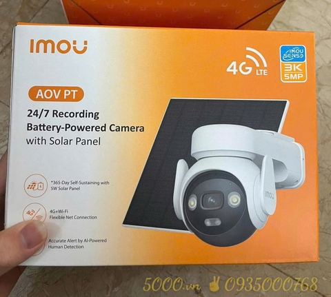 4G Solar Camera 5MP IMOU B7ED năng lượng mặt trời (Outdoor | AOV PT | FullColor | Sim 4G mọi nhà mạng Việt Nam | Model: IPC-B7ED-5M0TEA-EU/FSP14 )