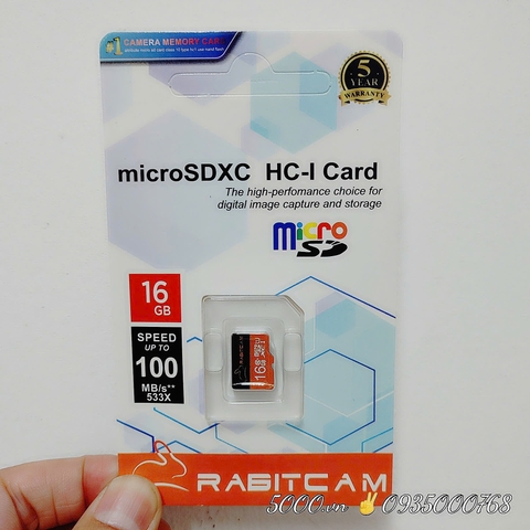 RABIT 16GB - Thẻ nhớ chuyên dụng cho mọi Camera Wifi ✌ 5 năm ✌ Thùng 14 Hộp 100c