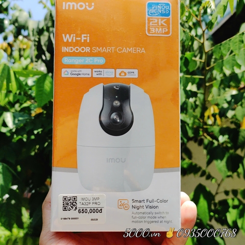 (5.0Ghz) IMOU TA32 PRO MAX 3MP 2K (Ban đêm có màu | LAN 1GB | Wifi 6 | Full Color | Có AOR | Nén H.265 | Nhận thẻ 512GB | Góc siêu rộng hơn | Loa siêu to hơn | Nhận diện Human tốt hơn)