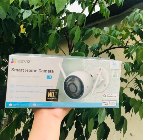 Camera 5MP EZVIZ H3 Pro 3K (2880 × 1620), tích hợp AI phân biệt người và xe - Ban đêm CÓ MÀU  | Đàm thoại | 30fps | Góc Chéo 95° | IP67 | Vỏ kim loại | Thùng 30c