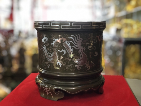 Bát Hương Bằng Đồng Khảm Tam Khí