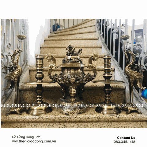 Bộ Lư Đồng 5 Món Thờ Gia Tiên