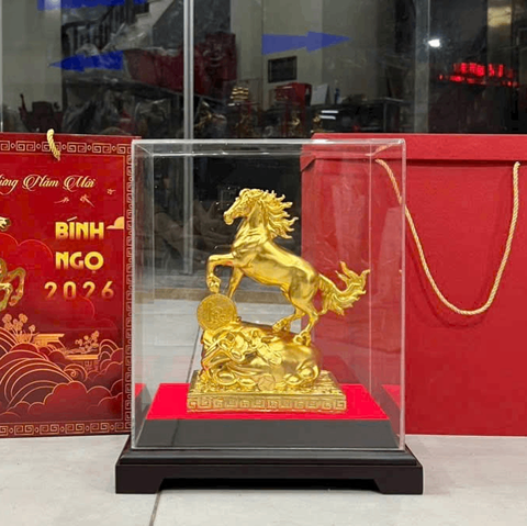 Tượng Ngựa Vàng 18K Đứng Túi Tiền chữ Lộc – Quà Tặng Tết Cao Cấp Chiêu Tài Vượng Lộc