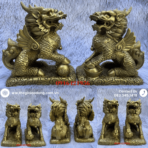 Tượng Kỳ Lân Cánh Bằng Đồng