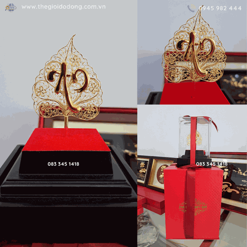 Lá Bồ Đề Chữ “An” dát vàng 24K - Quà Tặng Mạ Vàng May Ắn - Bình An