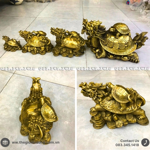 Long Quy Cõng Rùa Con Bằng Đồng