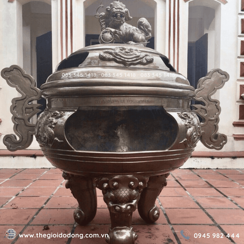 Đỉnh hóa vàng - Lư hóa vàng bằng đồng để ngoài trời giả cổ đẹp cổ kính 1m27