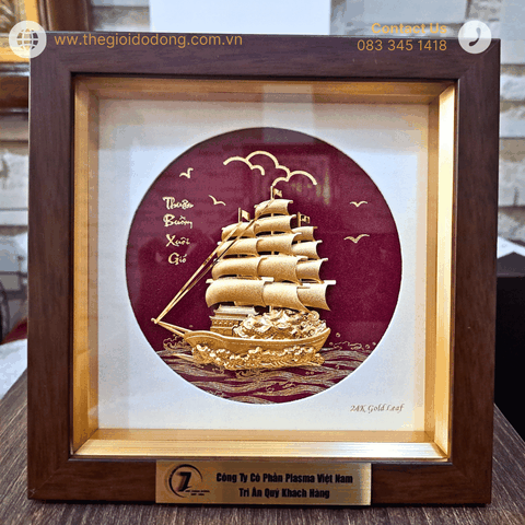 Tranh Thuyền Buồm Mạ Vàng 24K | Quà Tặng Gởi Gắm Lời Chúc Thuận Buồm Xuôi Gió