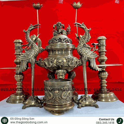Bộ Lư Đồng Ngũ Sự Thờ Gia Tiên