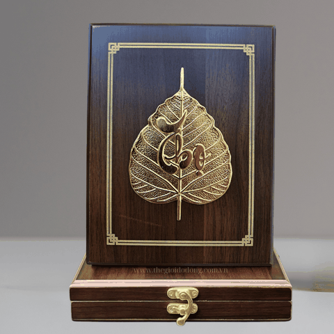 Quà tặng vu lan - Tranh lá đề chữ Thọ mạ vàng