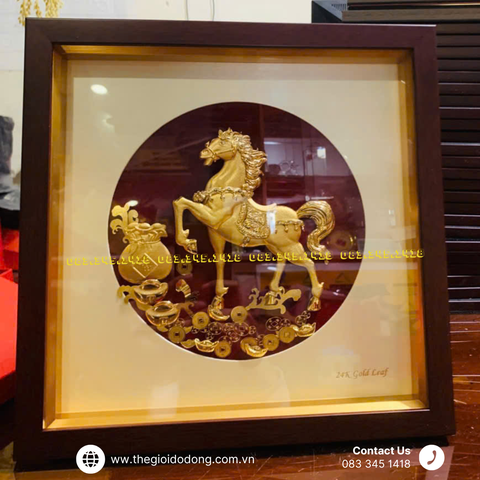 Tranh Ngựa Phú Quý Mạ Vàng 24K - Quà Tặng Sang Trọng, Đẳng Cấp