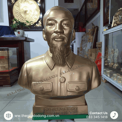 Tượng Bác Hồ Bán Thân Bằng Đồng Đỏ Phủ Màu
