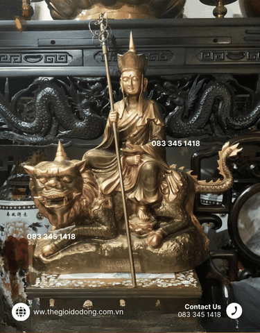 Địa Tạng Vương Bồ Tát Dáng Đứng Bằng Đồng Đỏ Đúc Đẹp