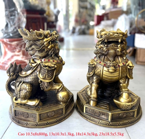 Tượng Kỳ Lân Bát Quái bằng đồng