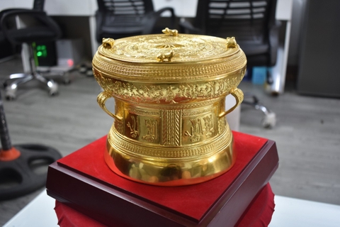 Trống Đồng Đông Sơn Mạ Vàng 24k