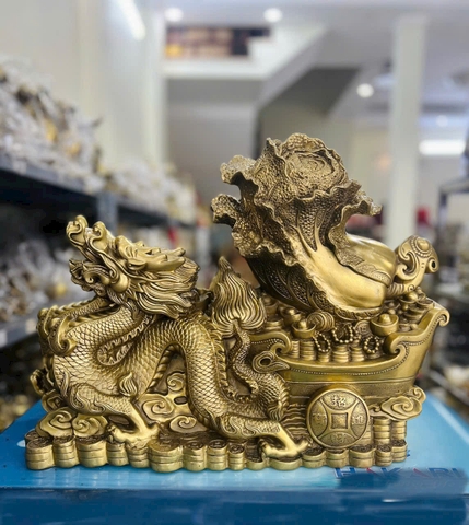 Tượng rồng bằng đồng - tượng rồng song long kéo bắp cải