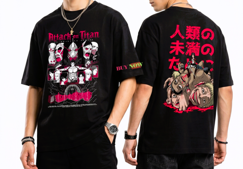 🔥⚡Áo thun ATTACK ON TITAN siêu mềm mịn, kiểu dáng Oversize _ Unisex _ Phiên bản giới hạn