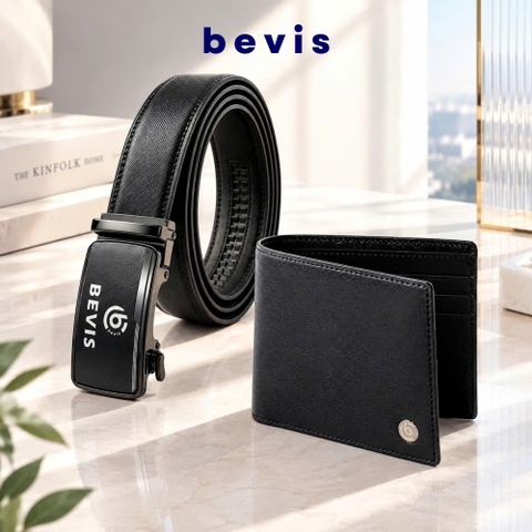 BEVIS EXECUTIVE – Combo Ví Da Bò + Thắt Lưng Khóa Tự Động BEVIS | Bộ Quà Tặng Sếp, Đối Tác Doanh Nghiệp Cao Cấp
