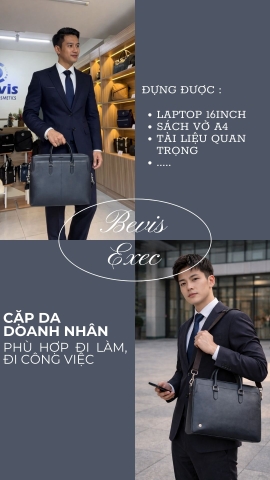 BEVIS EXEC – Cặp Da Nam Doanh Nhân Saffiano Cao Cấp | Cặp Công Sở Nam Sang Trọng