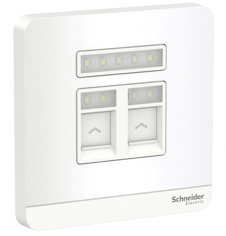 Bộ Ổ Cắm Điện Thoại và Ổ Cắm Mạng Cat5e Màu Trắng Schneider AvatarOn Mã E8332TDRJS5_WE_G19