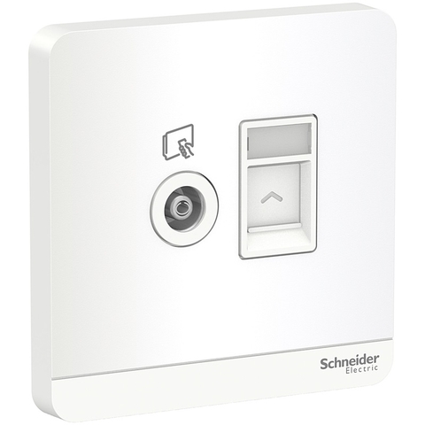 Bộ Ổ Cắm TV và Ổ Cắm Mạng Cat5e Màu Trắng Schneider AvatarOn Mã E8332TVRJS5_WE_G19