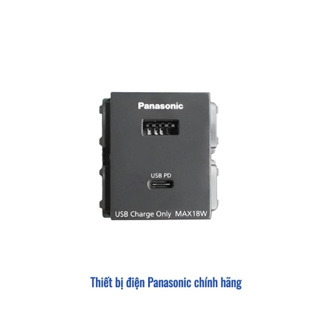 Ổ cắm sạc USB 2 cổng Type A-C Panasonic WEF14821H-VN - Màu Xám Ánh Kim