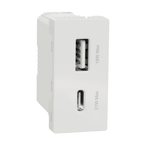 Ổ Cắm USB 2 Cổng A + C Size S Schneider Miluz E Mã M3TS_USB2_WE