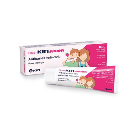 Gel đánh răng Fluor Kin Junior vị dâu cho trẻ em 6 - 12 tuổi (75ml)