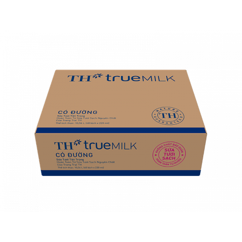THÙNG SỮA TƯƠI SẠCH CÓ ĐƯỜNG TH TRUE MILK BỊCH GIẤY 220ML KM