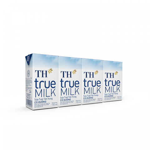 LỐC SỮA TIỆT TRÙNG TH TRUE MILK CÓ ĐƯỜNG 180ML X 4 HỘP KM