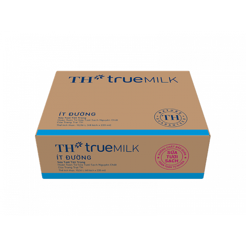 THÙNG SỮA TƯƠI SẠCH ÍT ĐƯỜNG TH TRUE MILK BỊCH GIẤY 220ML KM