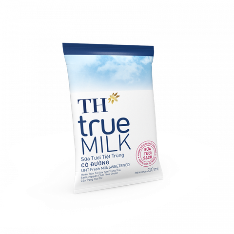 SỮA TƯƠI SẠCH CÓ ĐƯỜNG TH TRUE MILK BỊCH GIẤY 220ML KM