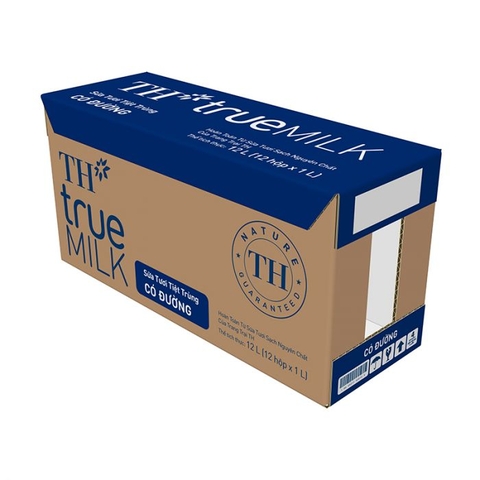 THÙNG 12 HỘP SỮA TƯƠI TIỆT TRÙNG CÓ ĐƯỜNG 1L