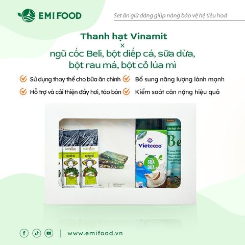 Set 5 bữa ăn giữ dáng giúp nàng bảo vệ hệ tiêu hoá (Thanh hạt Vinamit và 5 loại thức uống healthy)
