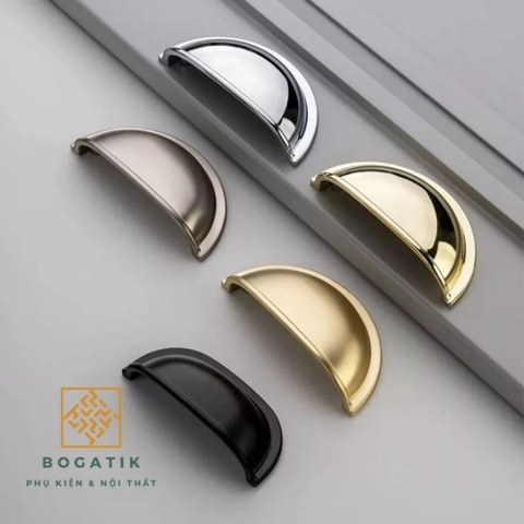 Tay nắm cửa tủ ngăn kéo tay nắm móc kéo hình vỏ sò kèm vít hợp kim phong cách châu Âu