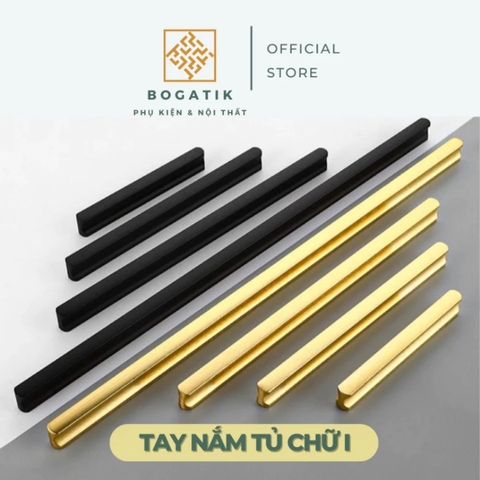 Tay nắm cửa tủ ngăn kéo tay nắm tủ bếp hợp kim nhôm hình chữ I màu vàng kim chất lượng cao